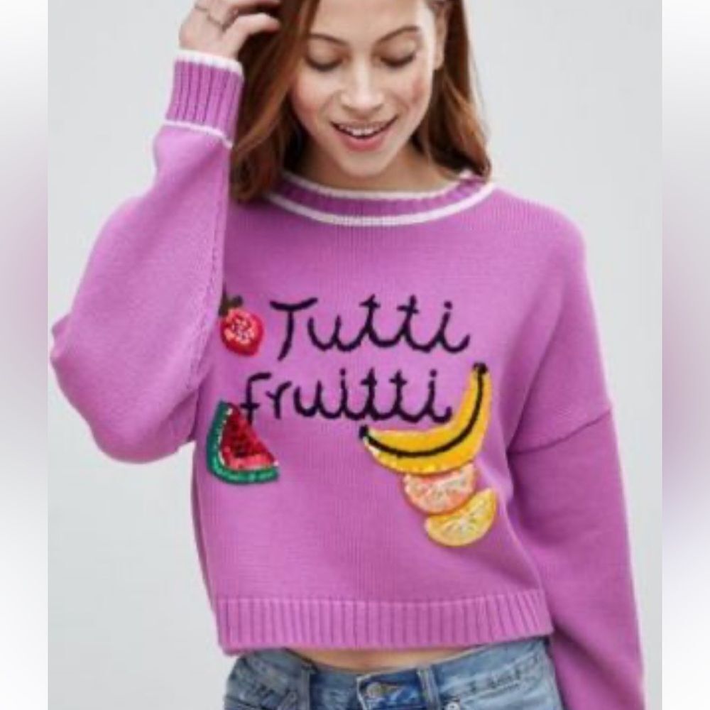 ASOS Purple 'Tutti Frutti' Crewneck Sweater’s